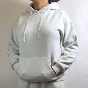 Forever 21 Light Grey Cutout Flame Rhinestone Hoodie Sweatshirt Women's